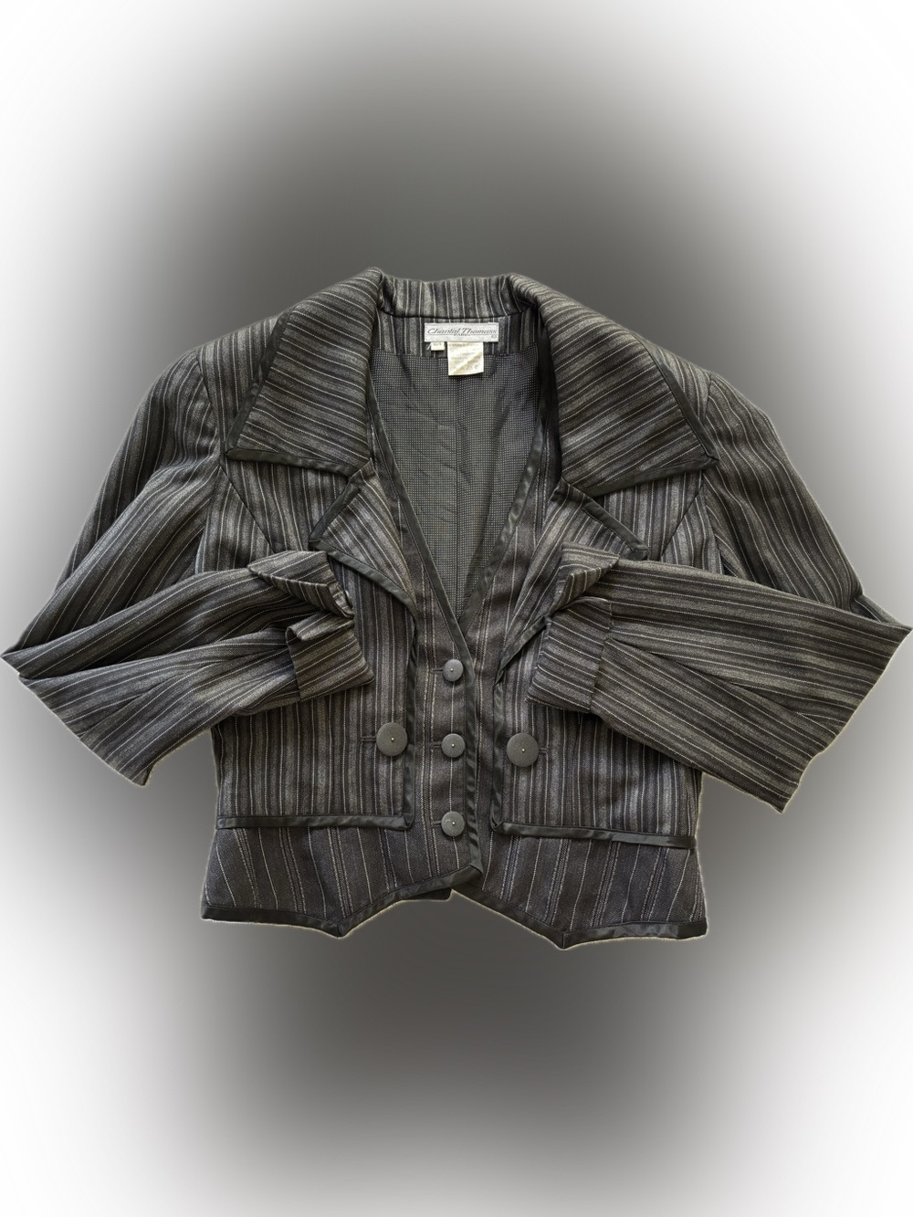 Chantal Thomass F/W 1992 Black Pinstripe Tailored Double-Breasted Blazer